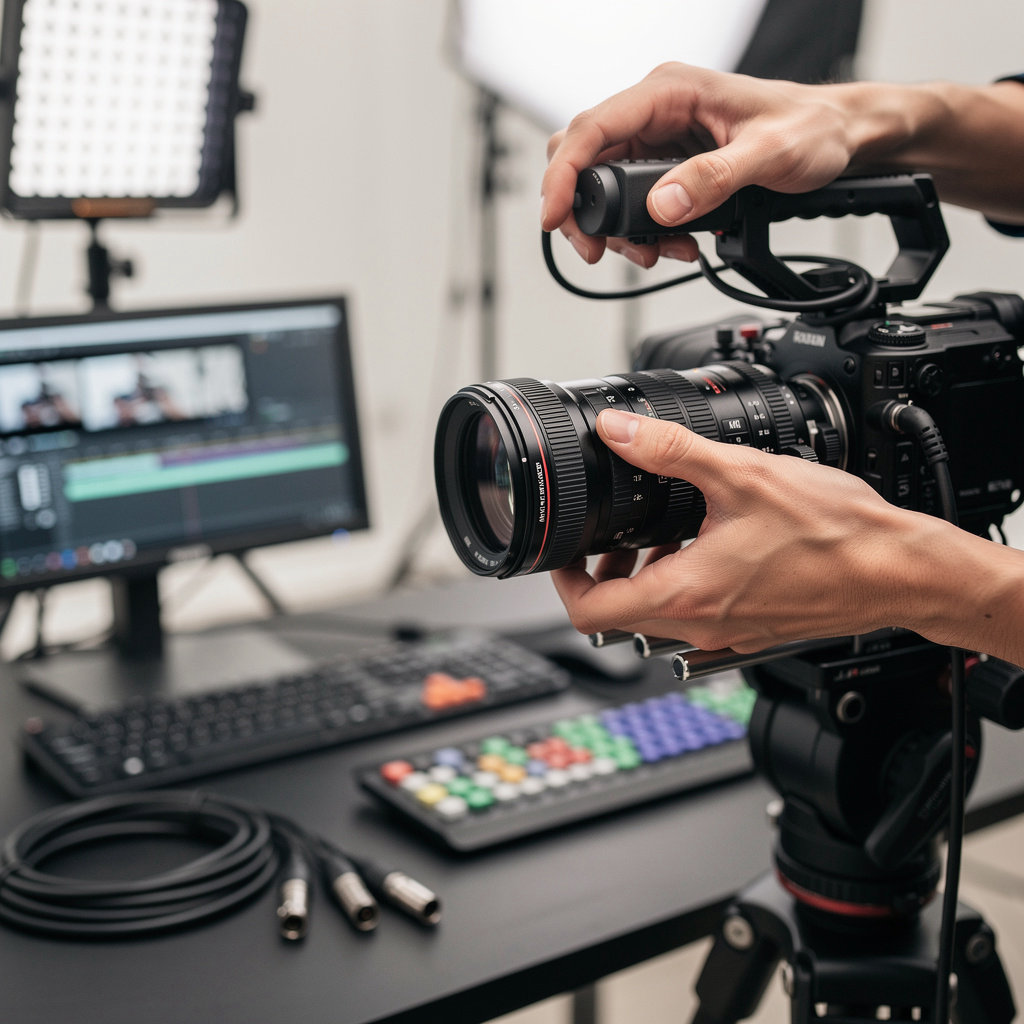 Video Builders - Corporate Video Production Company team planning a professional corporate video production project with storyboards and equipment